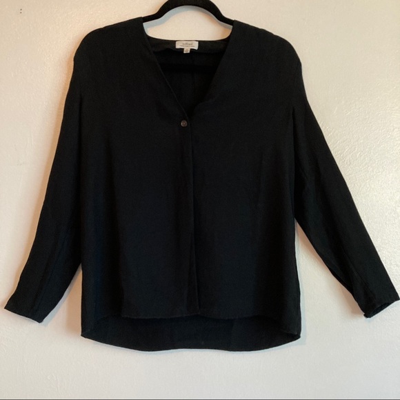 Wilfred Black V Neck Pin-tuck Button Down Blouse - Picture 5 of 13